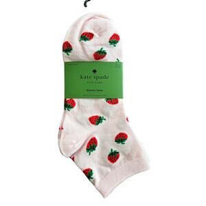 Kate Spade Strawberry Print Quarter Socks 3 Pack NEW - One Size